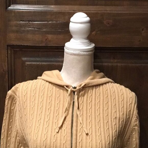 Hooded Chamois Colored Cardigan - Picture 3 of 7